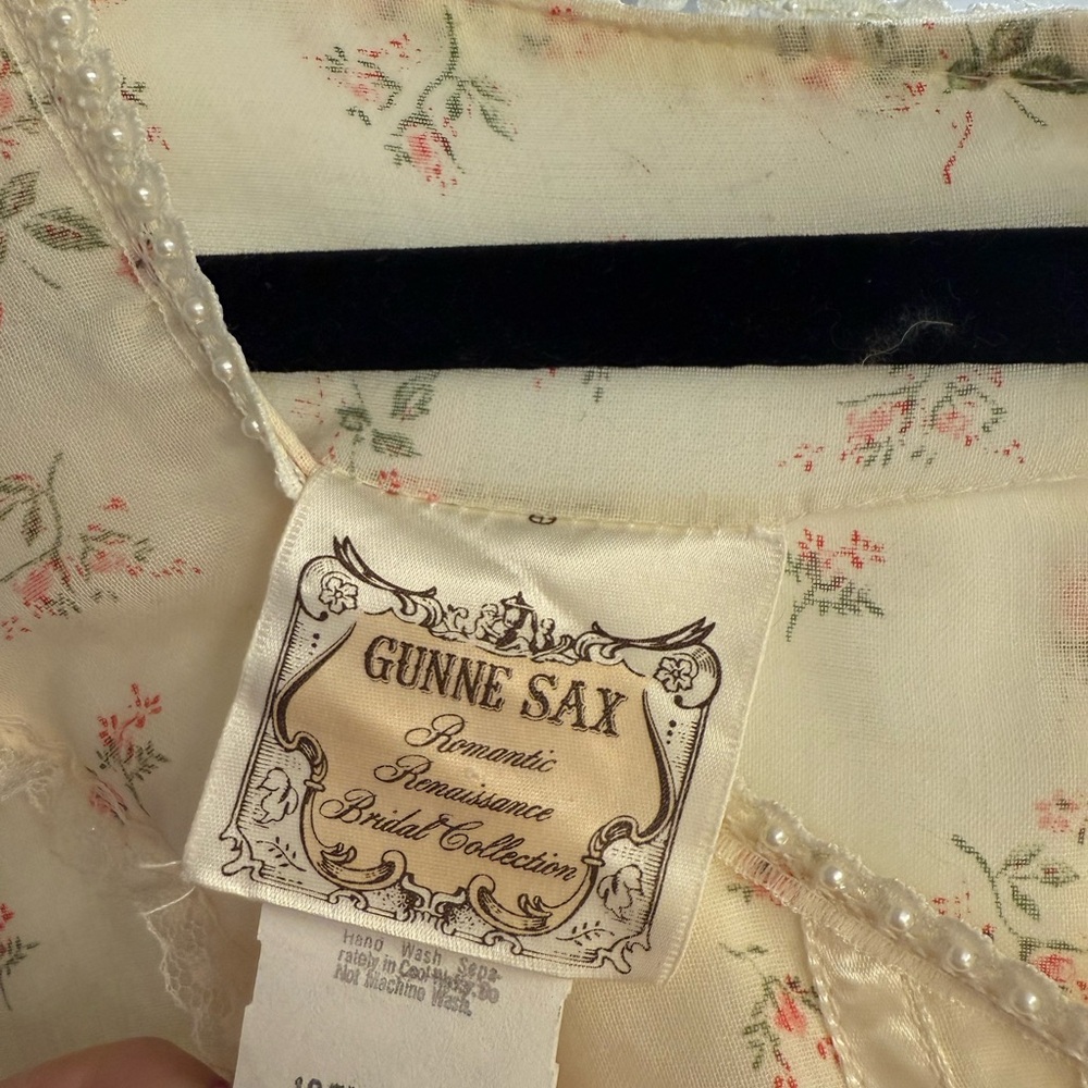 Gunne Sax Vintage Floral Cream Maxi Dress - Romantic Renaissance Bridal Collecti